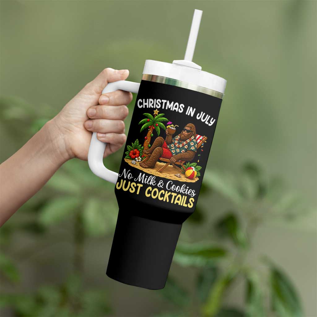 Funny Christmas In July Bigfoot Tumbler With Handle No Milk And Cookies Just Cocktails