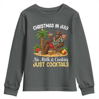 Funny Christmas In July Bigfoot Youth Sweatshirt No Milk And Cookies Just Cocktails
