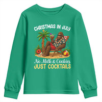 Funny Christmas In July Bigfoot Youth Sweatshirt No Milk And Cookies Just Cocktails