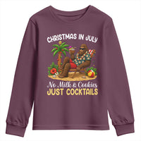 Funny Christmas In July Bigfoot Youth Sweatshirt No Milk And Cookies Just Cocktails