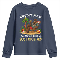 Funny Christmas In July Bigfoot Youth Sweatshirt No Milk And Cookies Just Cocktails