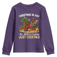 Funny Christmas In July Bigfoot Youth Sweatshirt No Milk And Cookies Just Cocktails