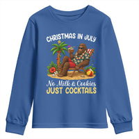 Funny Christmas In July Bigfoot Youth Sweatshirt No Milk And Cookies Just Cocktails