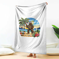 Funny Christmas In July Bigfoot Throw Blanket Tropical Vacation Graphic