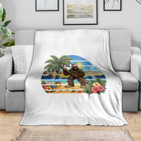 Funny Christmas In July Bigfoot Throw Blanket Tropical Vacation Graphic
