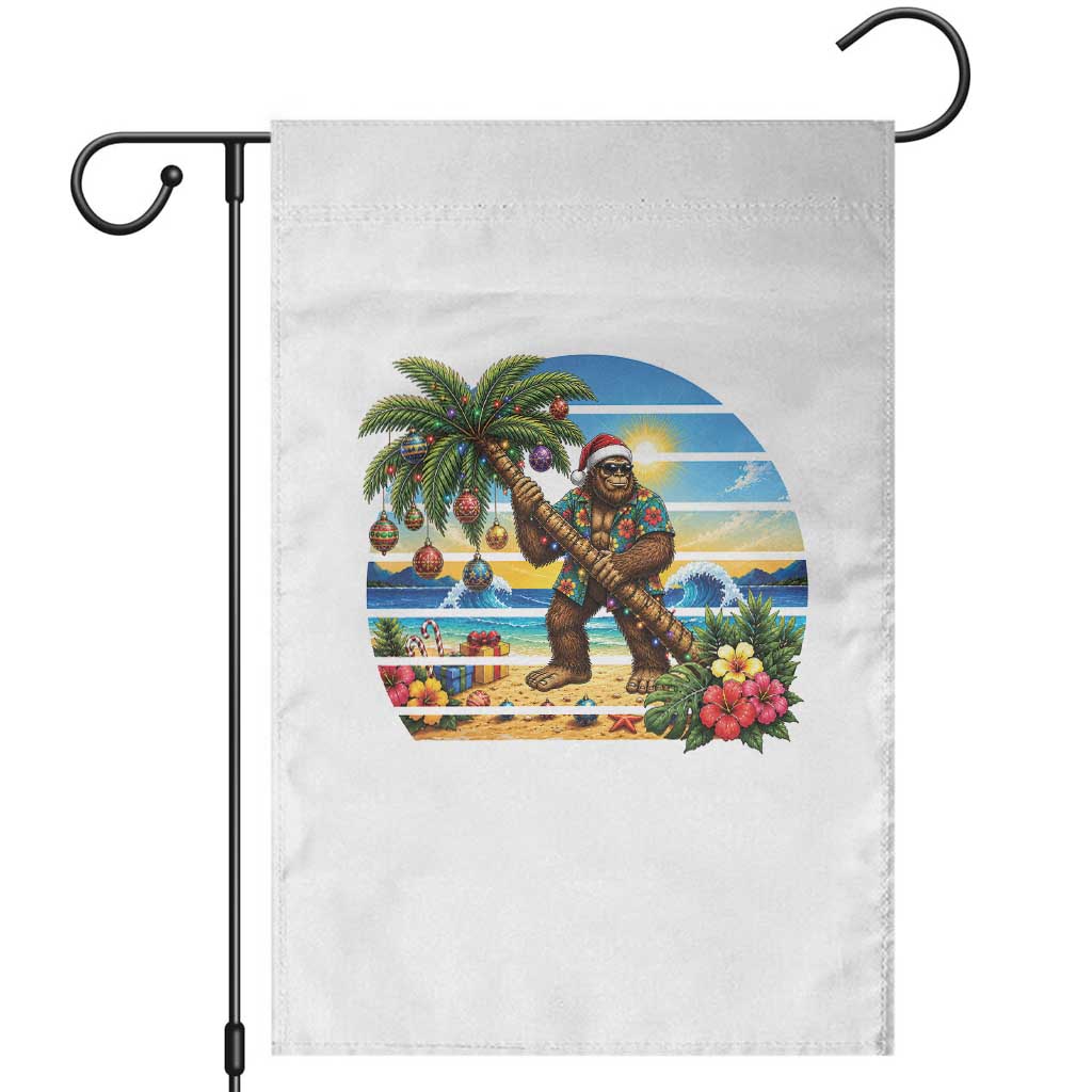 Funny Christmas In July Bigfoot Garden Flag Tropical Vacation Graphic