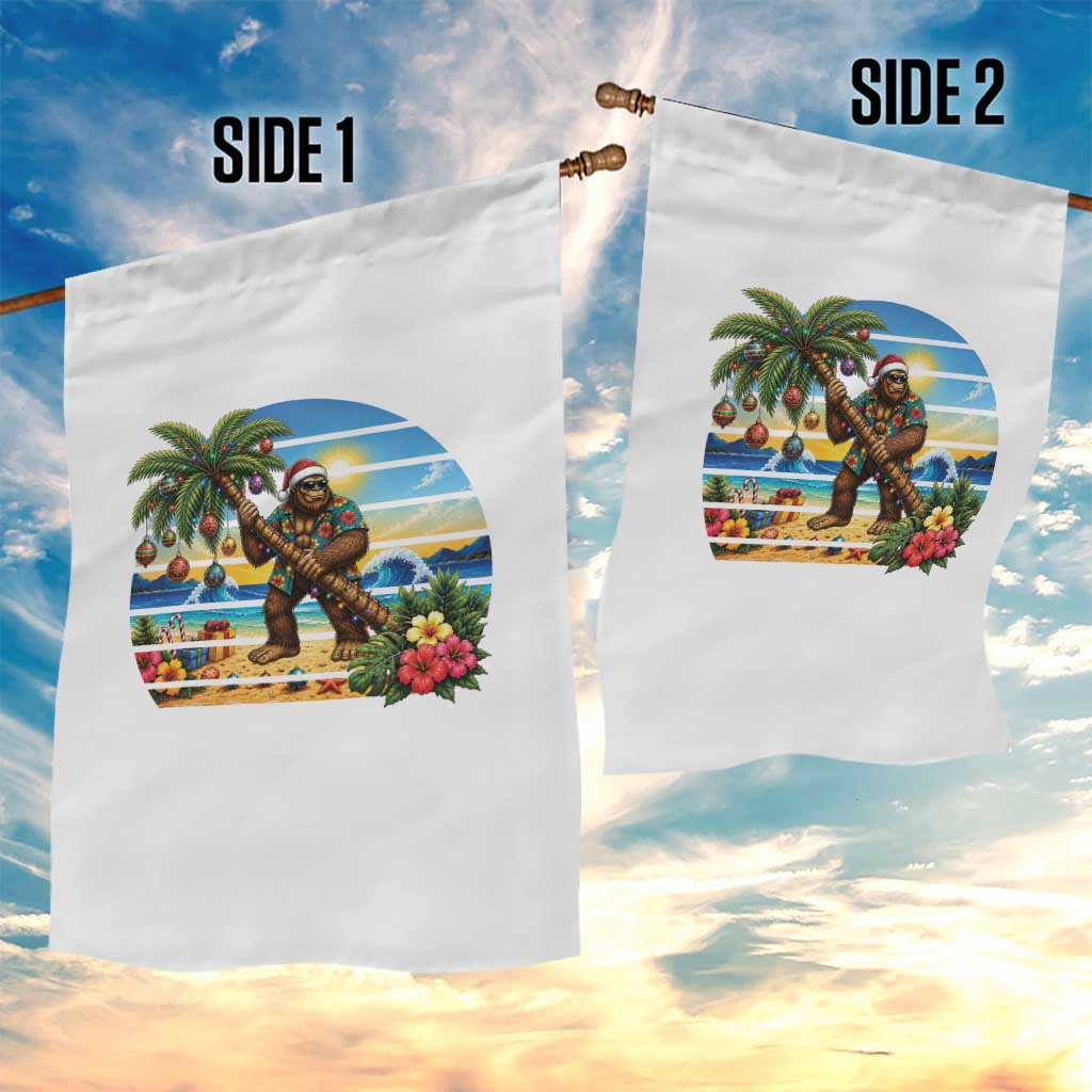 Funny Christmas In July Bigfoot Garden Flag Tropical Vacation Graphic