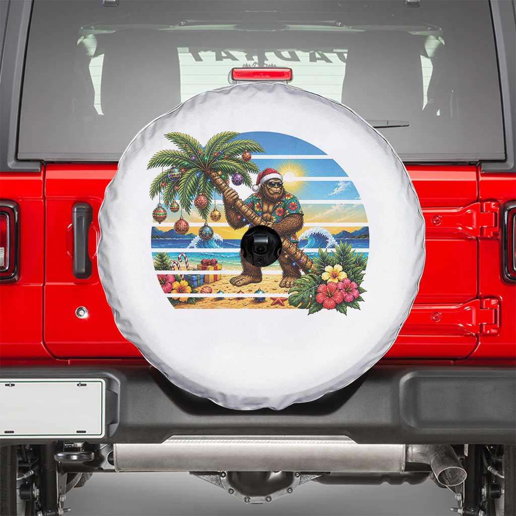 Funny Christmas In July Bigfoot Spare Tire Cover Tropical Vacation Graphic