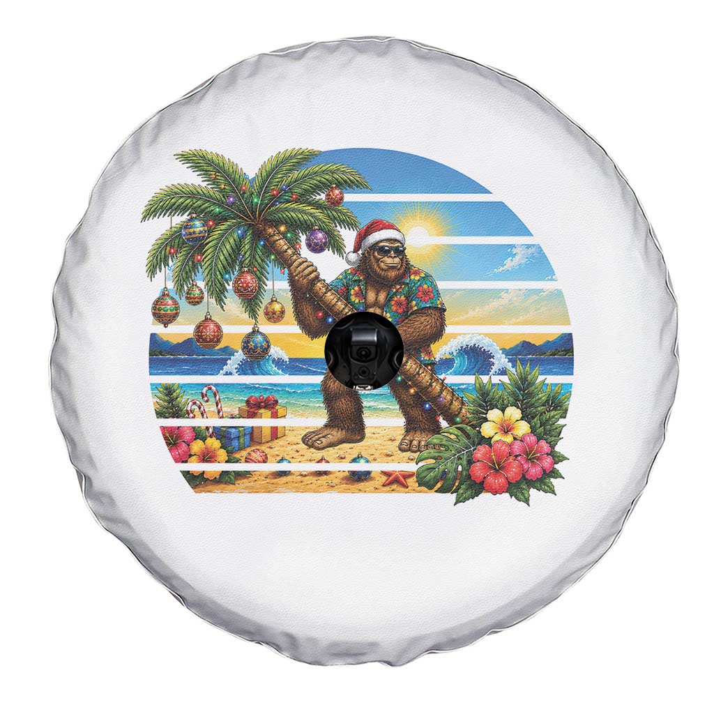 Funny Christmas In July Bigfoot Spare Tire Cover Tropical Vacation Graphic