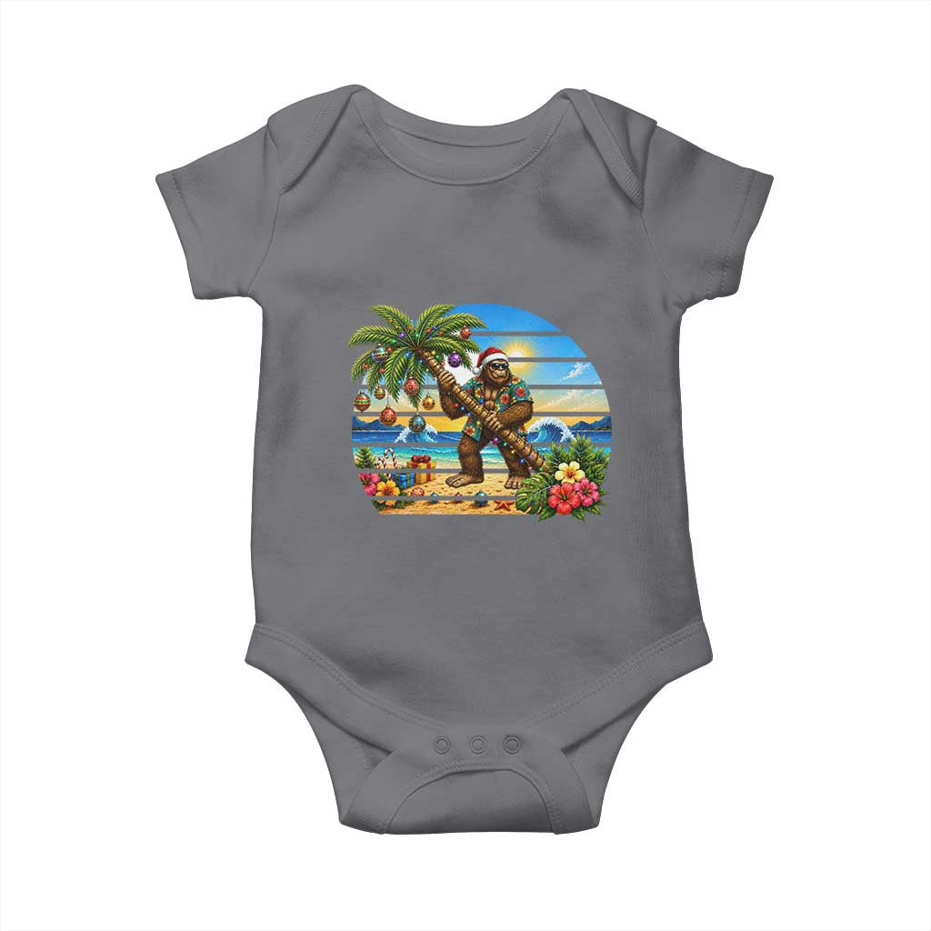 Funny Christmas In July Bigfoot Baby Onesie Tropical Vacation Graphic