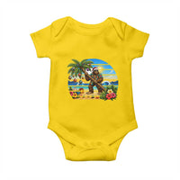 Funny Christmas In July Bigfoot Baby Onesie Tropical Vacation Graphic