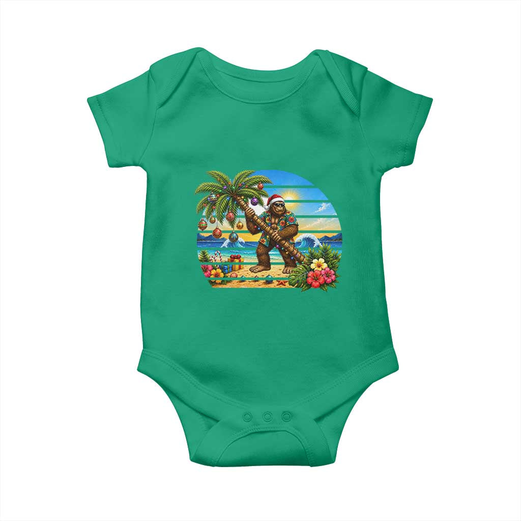 Funny Christmas In July Bigfoot Baby Onesie Tropical Vacation Graphic