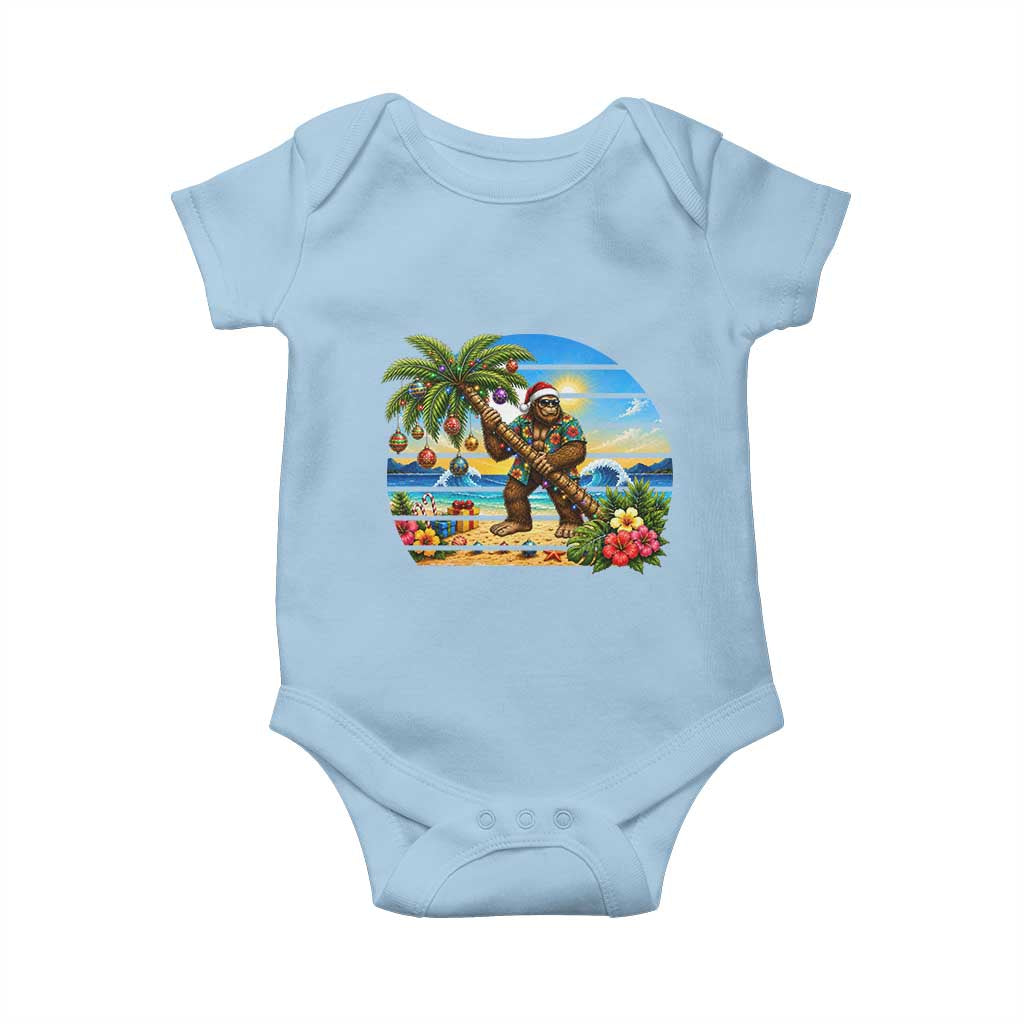 Funny Christmas In July Bigfoot Baby Onesie Tropical Vacation Graphic
