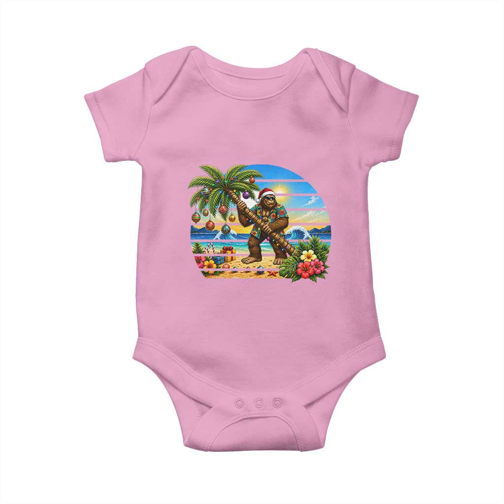 Funny Christmas In July Bigfoot Baby Onesie Tropical Vacation Graphic