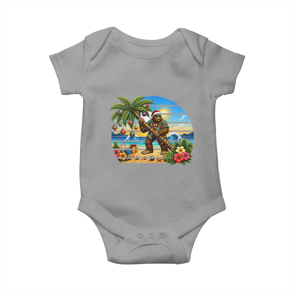 Funny Christmas In July Bigfoot Baby Onesie Tropical Vacation Graphic