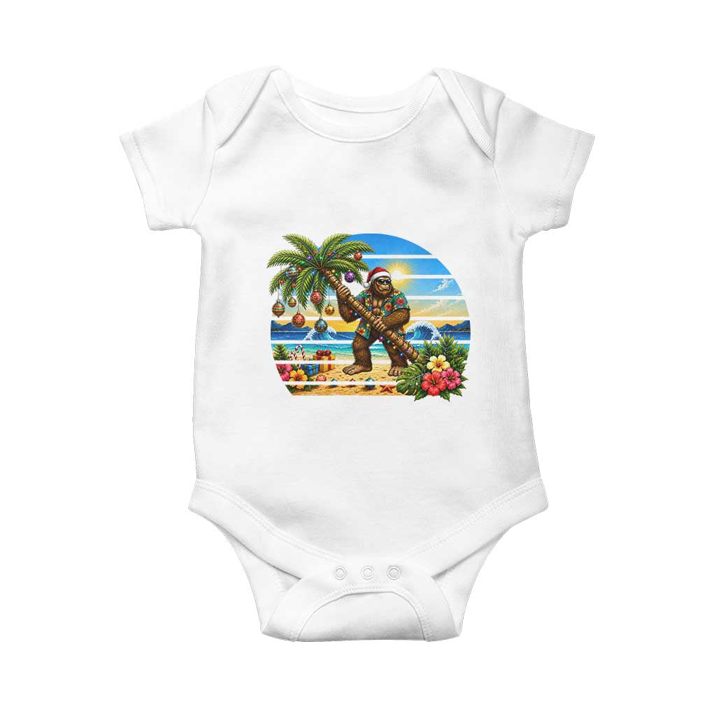 Funny Christmas In July Bigfoot Baby Onesie Tropical Vacation Graphic