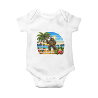 Funny Christmas In July Bigfoot Baby Onesie Tropical Vacation Graphic