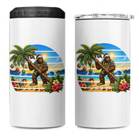 Funny Christmas In July Bigfoot 4 in 1 Can Cooler Tumbler Tropical Vacation Graphic