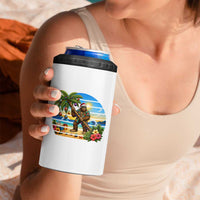 Funny Christmas In July Bigfoot 4 in 1 Can Cooler Tumbler Tropical Vacation Graphic