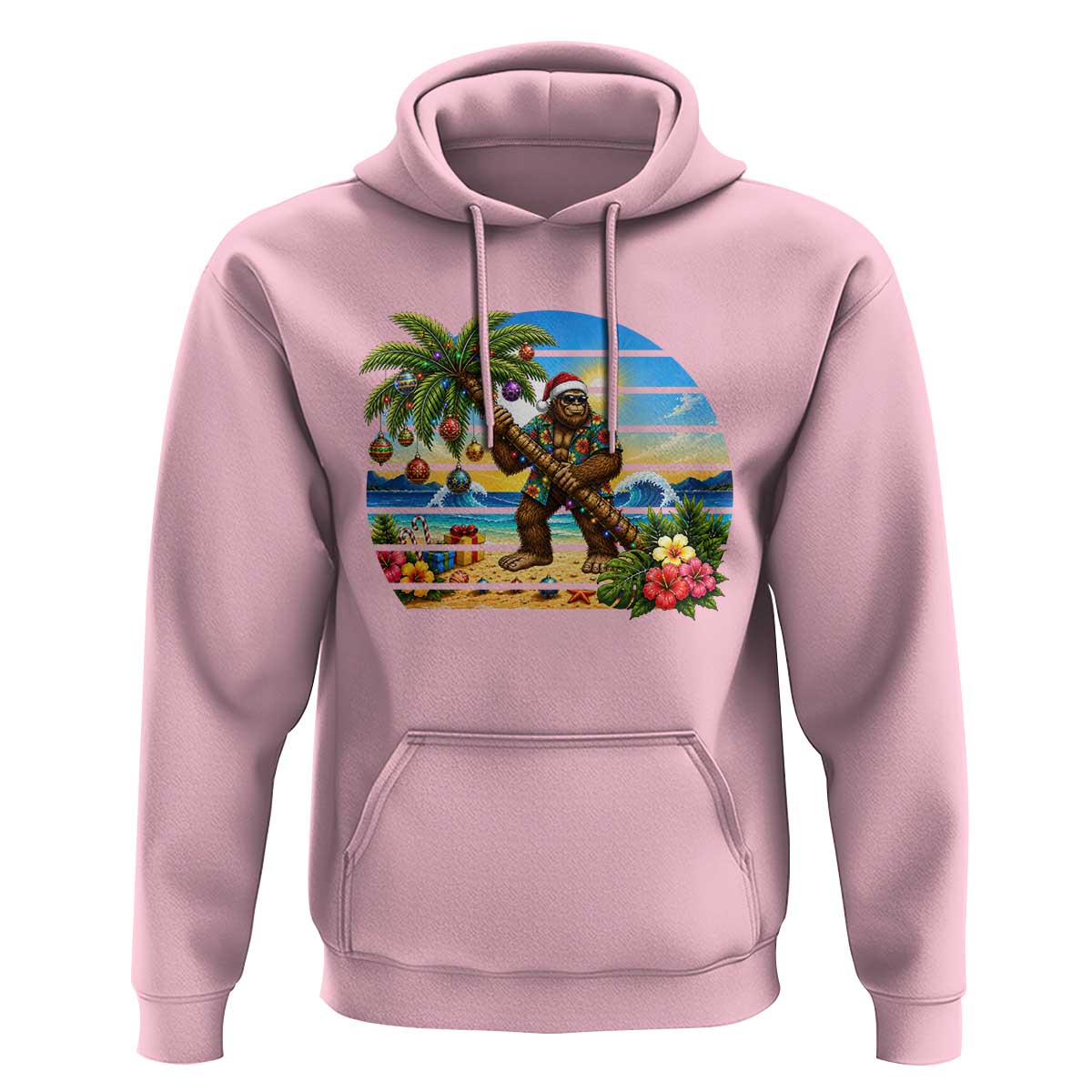 Funny Christmas In July Bigfoot Hoodie Tropical Vacation Graphic