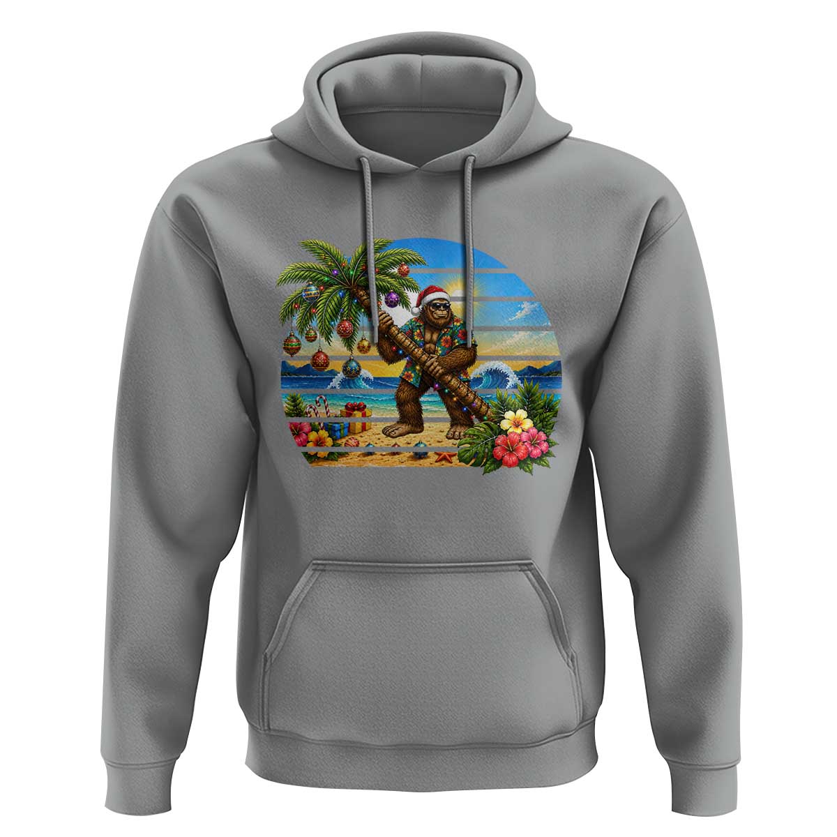 Funny Christmas In July Bigfoot Hoodie Tropical Vacation Graphic