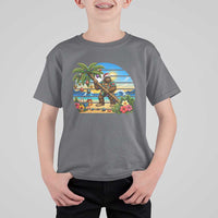 Funny Christmas In July Bigfoot T Shirt For Kid Tropical Vacation Graphic