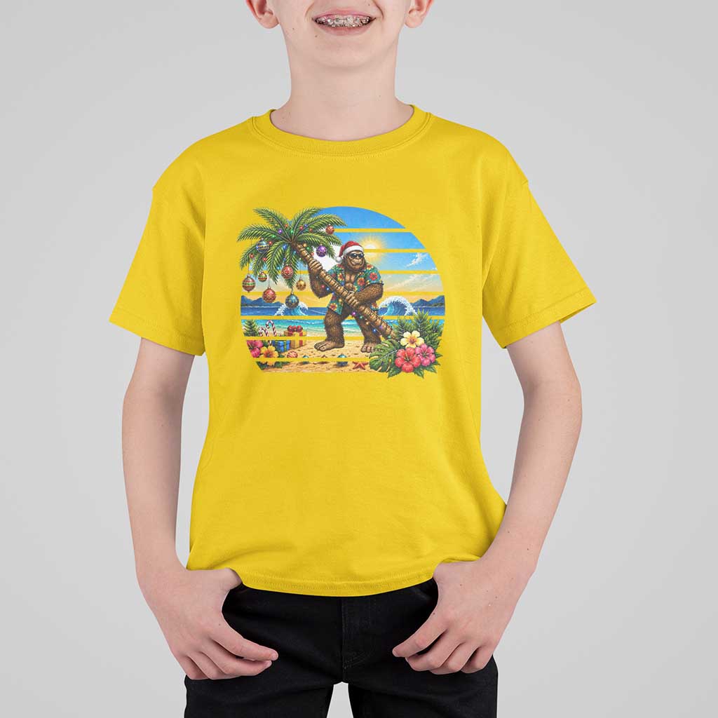 Funny Christmas In July Bigfoot T Shirt For Kid Tropical Vacation Graphic