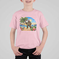 Funny Christmas In July Bigfoot T Shirt For Kid Tropical Vacation Graphic