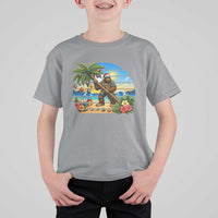 Funny Christmas In July Bigfoot T Shirt For Kid Tropical Vacation Graphic
