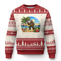 Funny Christmas In July Bigfoot Ugly Christmas Sweater Tropical Vacation Graphic