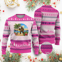 Funny Christmas In July Bigfoot Ugly Christmas Sweater Tropical Vacation Graphic