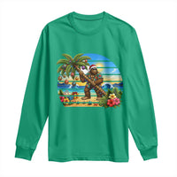 Funny Christmas In July Bigfoot Long Sleeve Shirt Tropical Vacation Graphic
