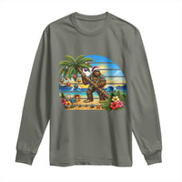Funny Christmas In July Bigfoot Long Sleeve Shirt Tropical Vacation Graphic