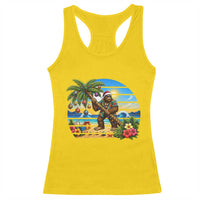 Funny Christmas In July Bigfoot Racerback Tank Top Tropical Vacation Graphic