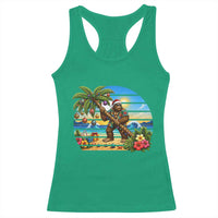 Funny Christmas In July Bigfoot Racerback Tank Top Tropical Vacation Graphic