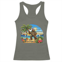 Funny Christmas In July Bigfoot Racerback Tank Top Tropical Vacation Graphic