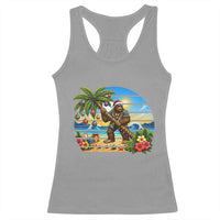 Funny Christmas In July Bigfoot Racerback Tank Top Tropical Vacation Graphic