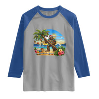 Funny Christmas In July Bigfoot Raglan Shirt Tropical Vacation Graphic