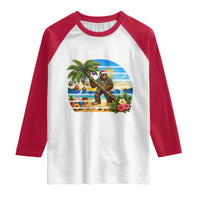 Funny Christmas In July Bigfoot Raglan Shirt Tropical Vacation Graphic