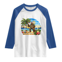 Funny Christmas In July Bigfoot Raglan Shirt Tropical Vacation Graphic