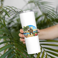 Funny Christmas In July Bigfoot Skinny Tumbler Tropical Vacation Graphic