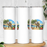 Funny Christmas In July Bigfoot Skinny Tumbler Tropical Vacation Graphic
