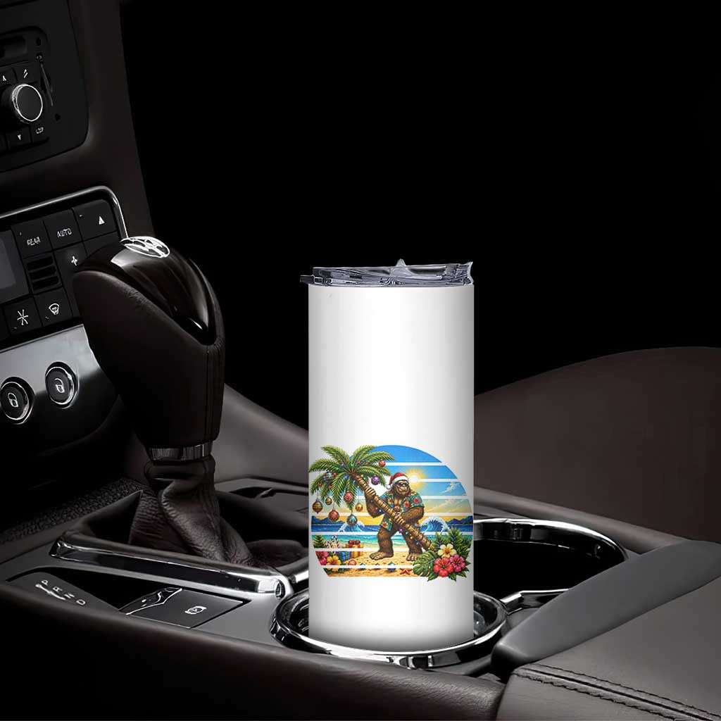 Funny Christmas In July Bigfoot Skinny Tumbler Tropical Vacation Graphic