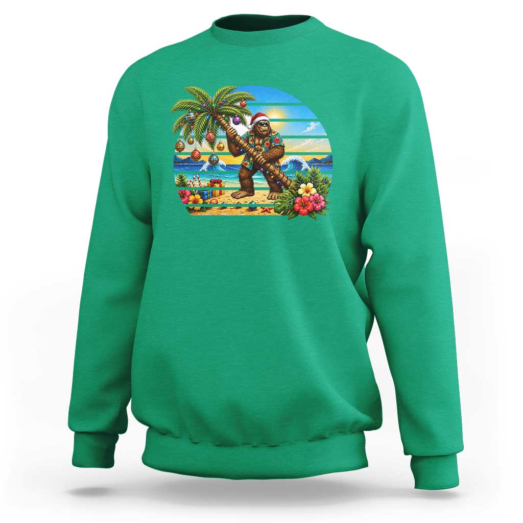 Funny Christmas In July Bigfoot Sweatshirt Tropical Vacation Graphic