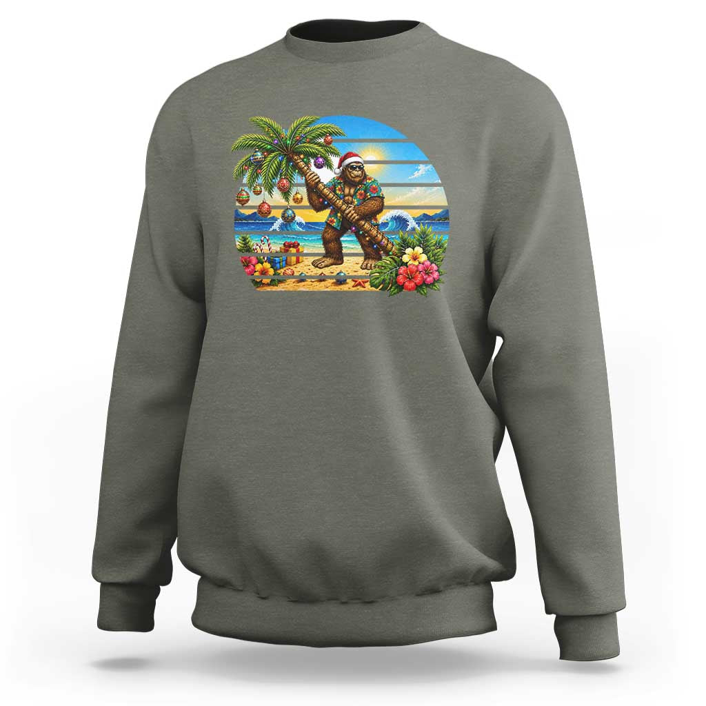 Funny Christmas In July Bigfoot Sweatshirt Tropical Vacation Graphic