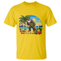 Funny Christmas In July Bigfoot T Shirt Tropical Vacation Graphic