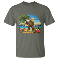Funny Christmas In July Bigfoot T Shirt Tropical Vacation Graphic