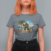Funny Christmas In July Bigfoot T Shirt For Women Tropical Vacation Graphic