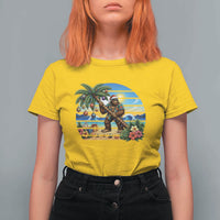 Funny Christmas In July Bigfoot T Shirt For Women Tropical Vacation Graphic