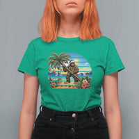 Funny Christmas In July Bigfoot T Shirt For Women Tropical Vacation Graphic
